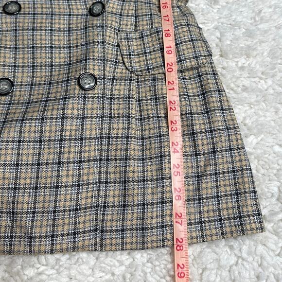 Wrapper Vintage Plaid Fitted Blazer Double Breasted Buttons Neutral Preppy O7 - Picture 8 of 10